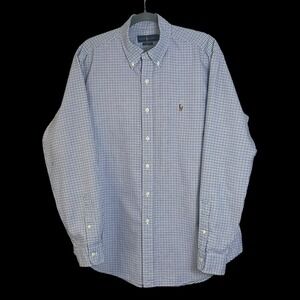Ralph Lauren Men's Classic Fit Button-Down Shirt Size Large‎ Blue Gingham Check